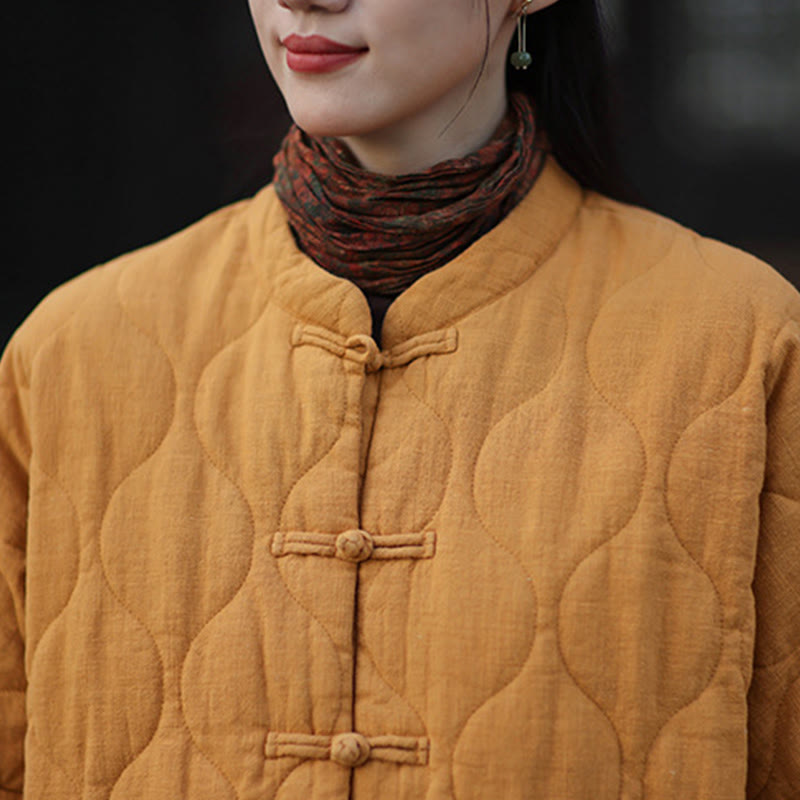 Buddha Stones冬用 カーブライン カエルボタン ラミーコットン 長袖 レディース サーマルジャケット ポケット付き - image 11