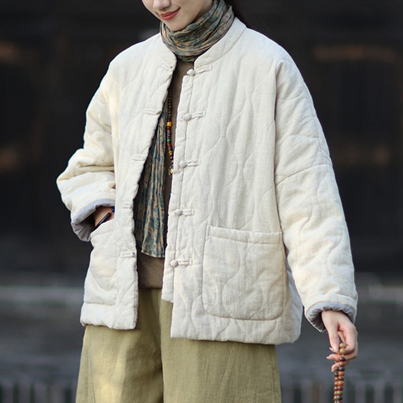 Buddha Stones冬用 カーブライン カエルボタン ラミーコットン 長袖 レディース サーマルジャケット ポケット付き - image 16