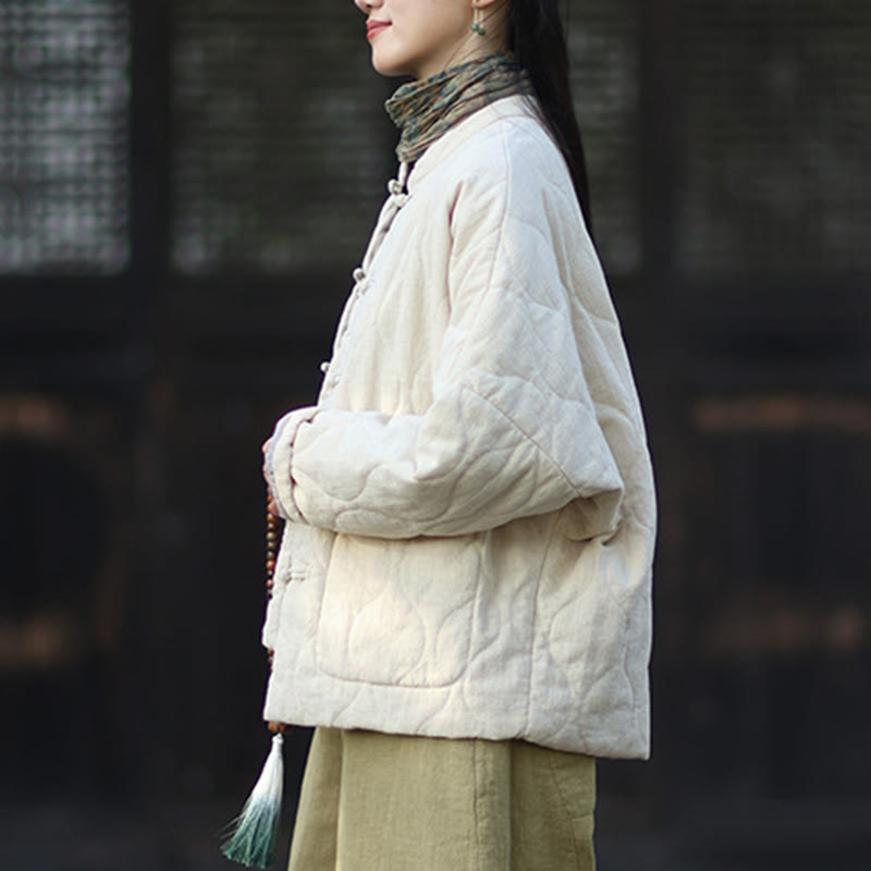 Buddha Stones冬用 カーブライン カエルボタン ラミーコットン 長袖 レディース サーマルジャケット ポケット付き - image 17