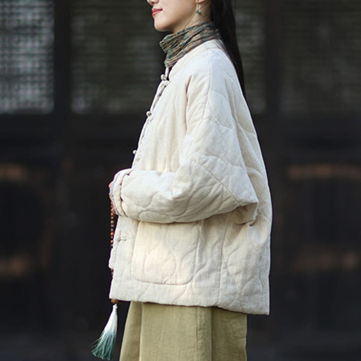 Buddha Stones冬用 カーブライン カエルボタン ラミーコットン 長袖 レディース サーマルジャケット ポケット付き - image 17