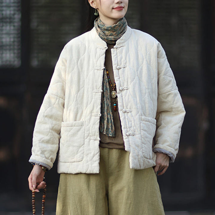 Buddha Stones冬用 カーブライン カエルボタン ラミーコットン 長袖 レディース サーマルジャケット ポケット付き - image 26