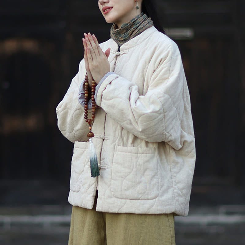 Buddha Stones冬用 カーブライン カエルボタン ラミーコットン 長袖 レディース サーマルジャケット ポケット付き - image 20