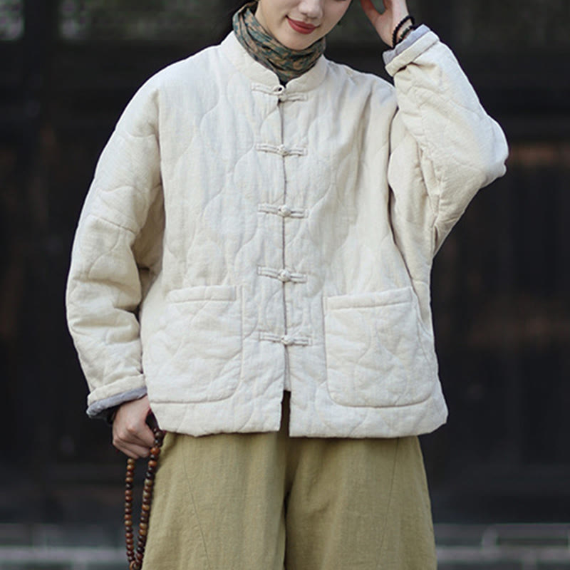 Buddha Stones冬用 カーブライン カエルボタン ラミーコットン 長袖 レディース サーマルジャケット ポケット付き - image 19