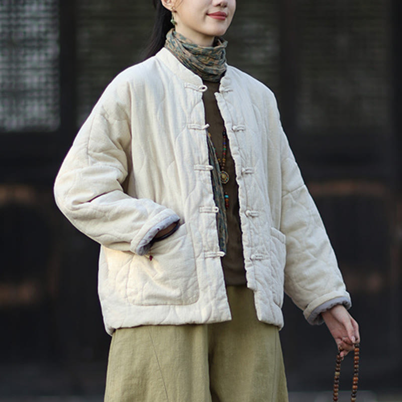 Buddha Stones冬用 カーブライン カエルボタン ラミーコットン 長袖 レディース サーマルジャケット ポケット付き - image 24