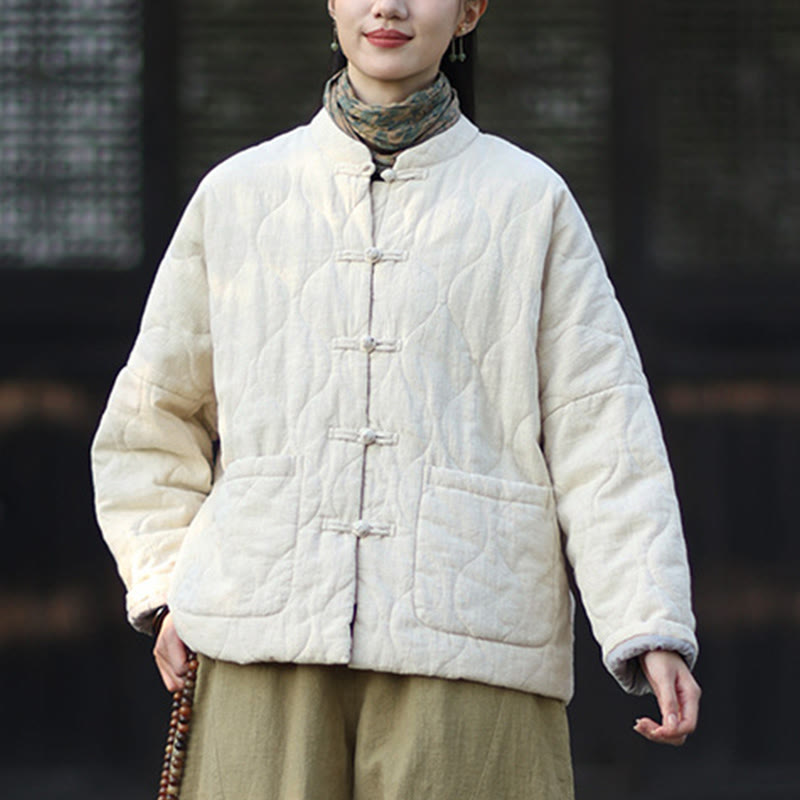 Buddha Stones冬用 カーブライン カエルボタン ラミーコットン 長袖 レディース サーマルジャケット ポケット付き - image 27