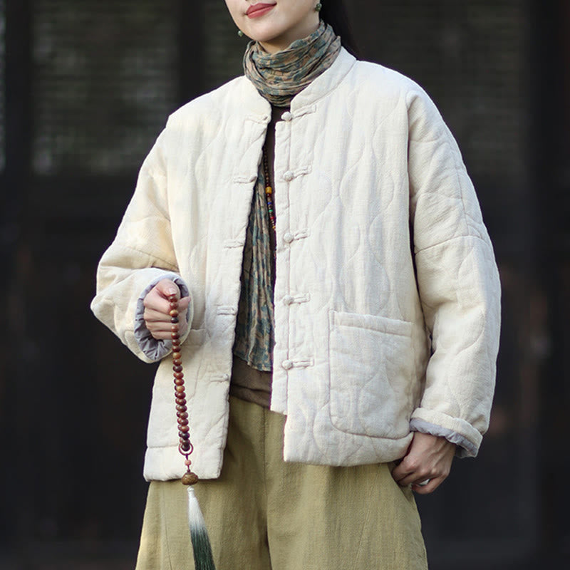 Buddha Stones冬用 カーブライン カエルボタン ラミーコットン 長袖 レディース サーマルジャケット ポケット付き - image 18