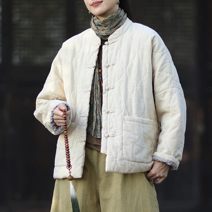 Buddha Stones冬用 カーブライン カエルボタン ラミーコットン 長袖 レディース サーマルジャケット ポケット付き - image 18