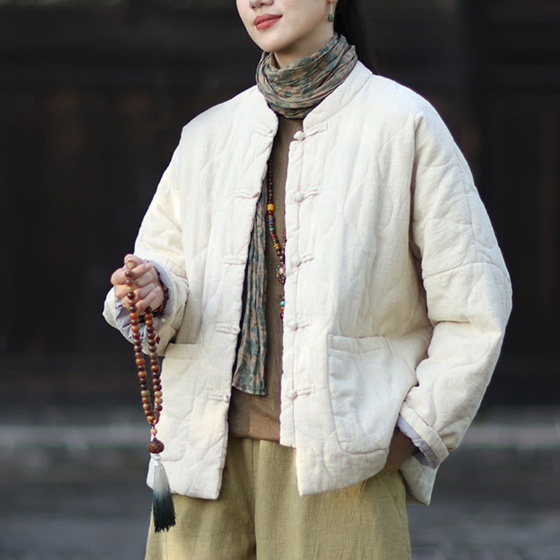 Buddha Stones冬用 カーブライン カエルボタン ラミーコットン 長袖 レディース サーマルジャケット ポケット付き - image 23