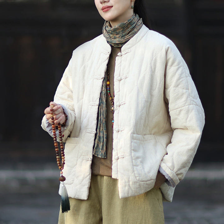 Buddha Stones冬用 カーブライン カエルボタン ラミーコットン 長袖 レディース サーマルジャケット ポケット付き - image 23