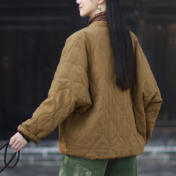 Buddha Stones冬用 カーブライン カエルボタン ラミーコットン 長袖 レディース サーマルジャケット ポケット付き - image 32