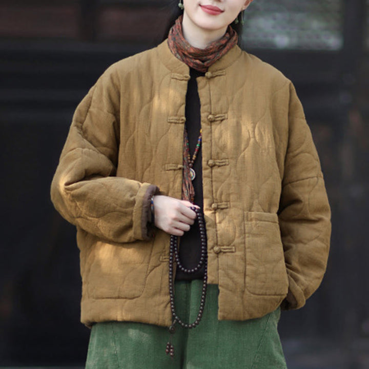 Buddha Stones冬用 カーブライン カエルボタン ラミーコットン 長袖 レディース サーマルジャケット ポケット付き - image 34