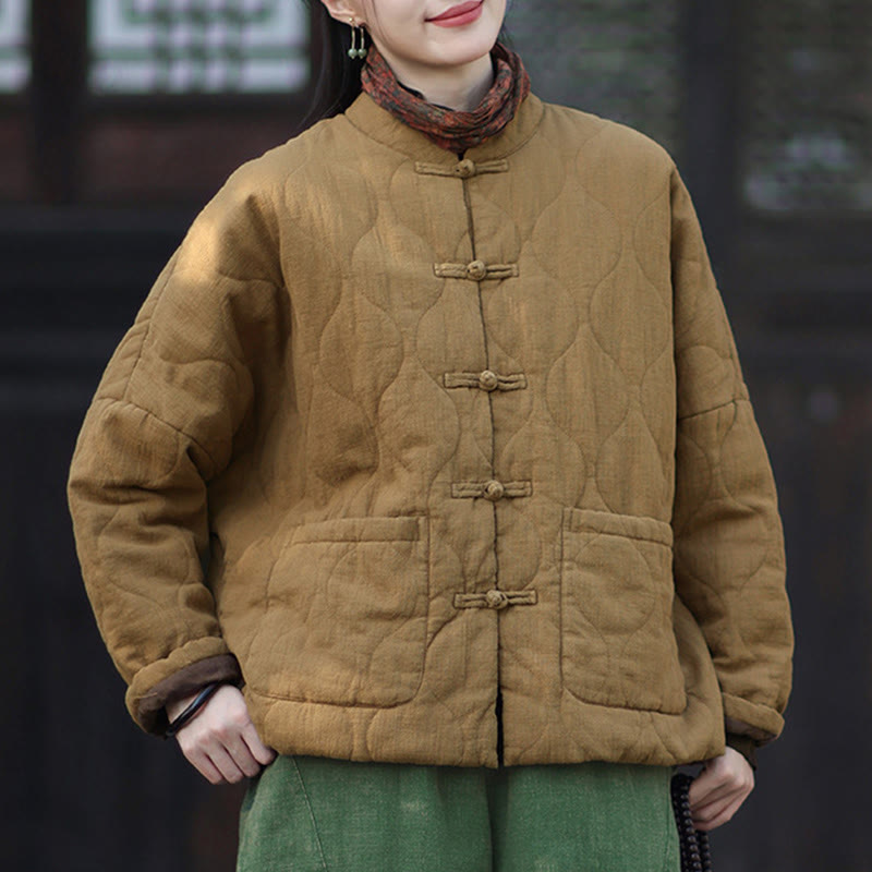 Buddha Stones冬用 カーブライン カエルボタン ラミーコットン 長袖 レディース サーマルジャケット ポケット付き - image 30