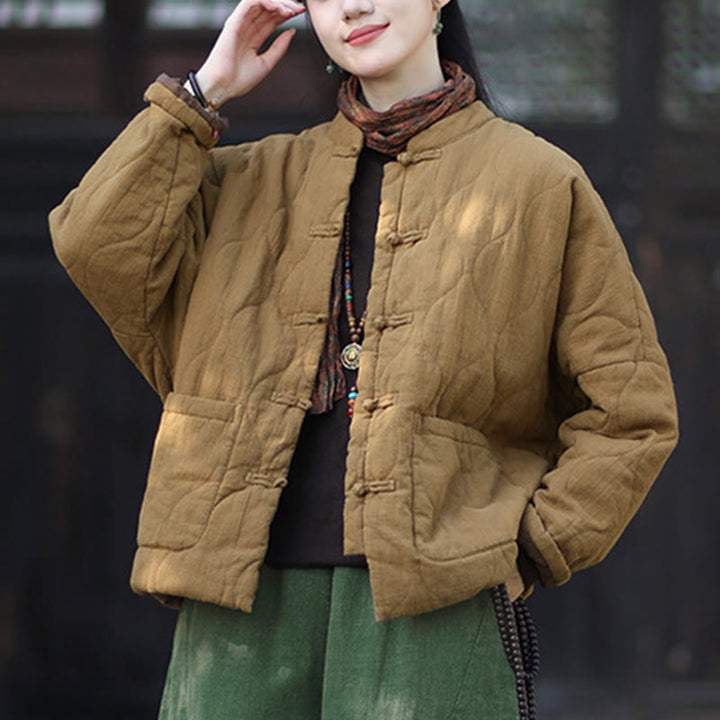 Buddha Stones冬用 カーブライン カエルボタン ラミーコットン 長袖 レディース サーマルジャケット ポケット付き - image 35