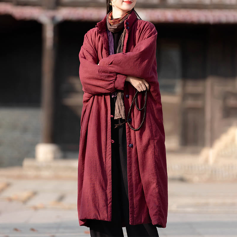 Buddha Stones冬用 無地 フロッグボタン ラミーコットン レディース 長袖 保温コート ポケット付き - image 17