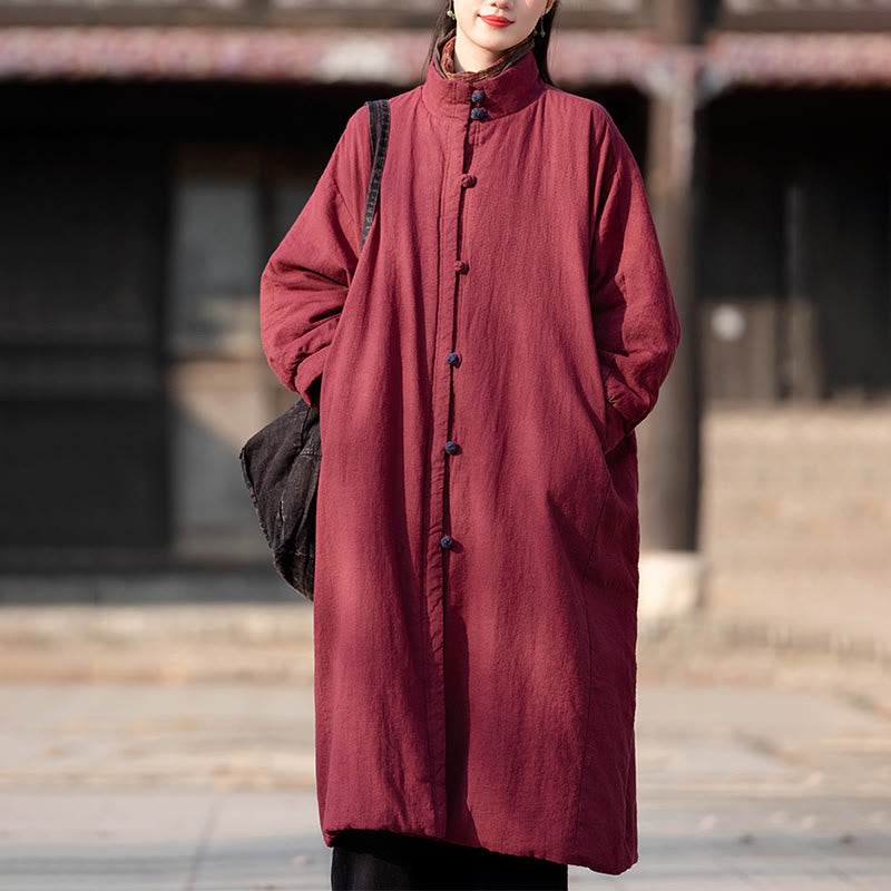 Buddha Stones冬用 無地 フロッグボタン ラミーコットン レディース 長袖 保温コート ポケット付き - image 19