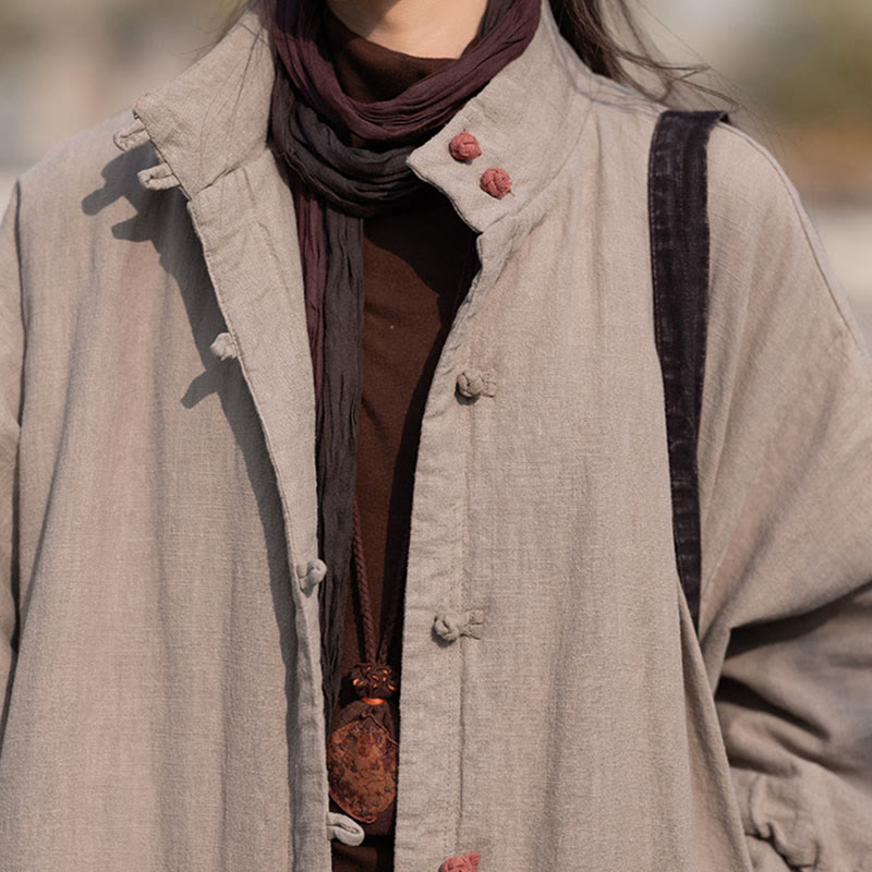 Buddha Stones冬用 無地 フロッグボタン ラミーコットン レディース 長袖 保温コート ポケット付き - image 33