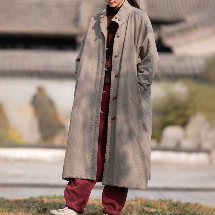 Buddha Stones冬用 無地 フロッグボタン ラミーコットン レディース 長袖 保温コート ポケット付き - image 32