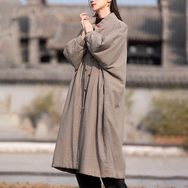 Buddha Stones冬用 無地 フロッグボタン ラミーコットン レディース 長袖 保温コート ポケット付き - image 28