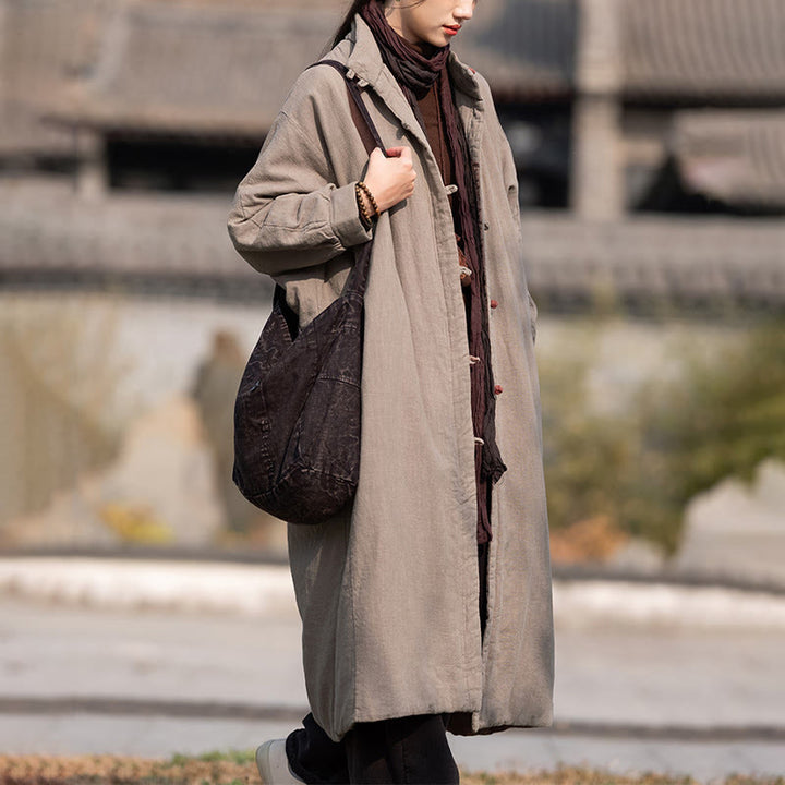 Buddha Stones冬用 無地 フロッグボタン ラミーコットン レディース 長袖 保温コート ポケット付き - image 26