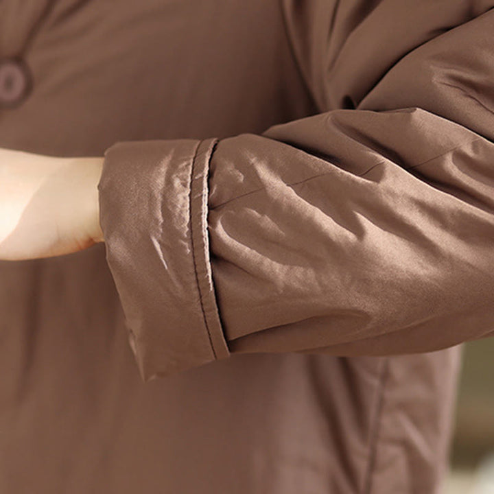 Buddha Stones冬 Vネック ボタン 長袖 保温 レディース コットンコート ポケット付き - image 9