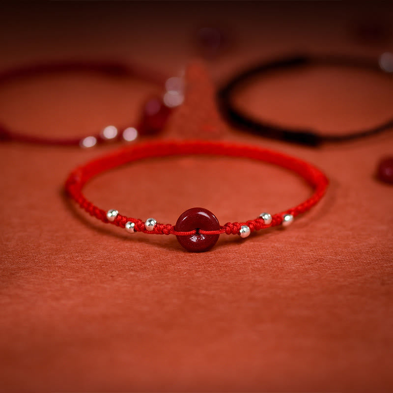 Buddha Stones辰砂平和のお守りチャームハンドメイド 紐 調節可能良縁祈願ブレスレット アンクレット - image 0