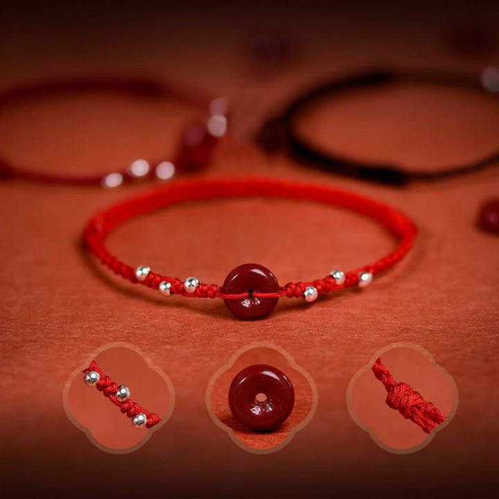 Buddha Stones辰砂平和のお守りチャームハンドメイド 紐 調節可能良縁祈願ブレスレット アンクレット - image 6