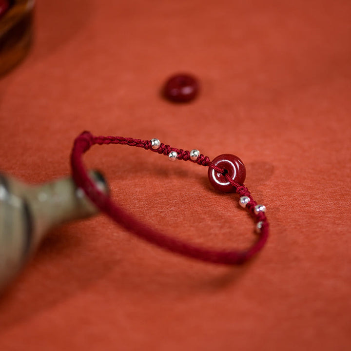 Buddha Stones辰砂平和のお守りチャームハンドメイド 紐 調節可能良縁祈願ブレスレット アンクレット - image 15