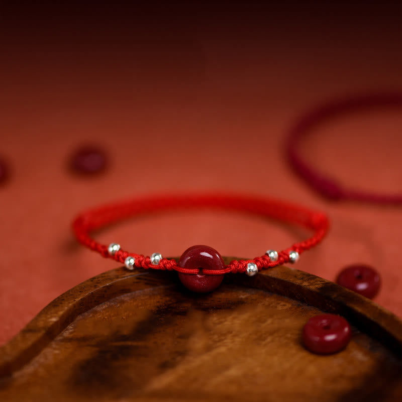 Buddha Stones辰砂平和のお守りチャームハンドメイド 紐 調節可能良縁祈願ブレスレット アンクレット - image 5