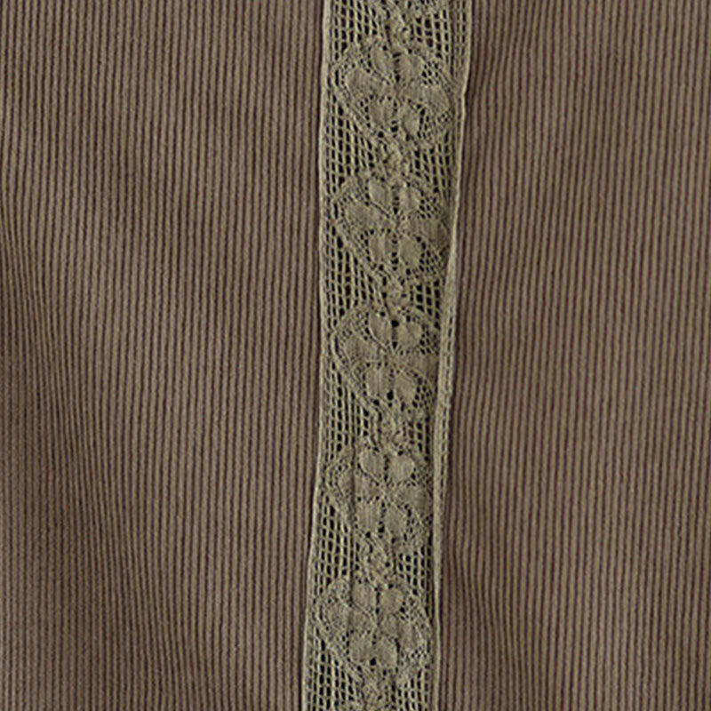 Buddha Stones冬用プリーツボタンダウン 長袖コーデュロイ レディース ミディドレス ポケット付き - image 11