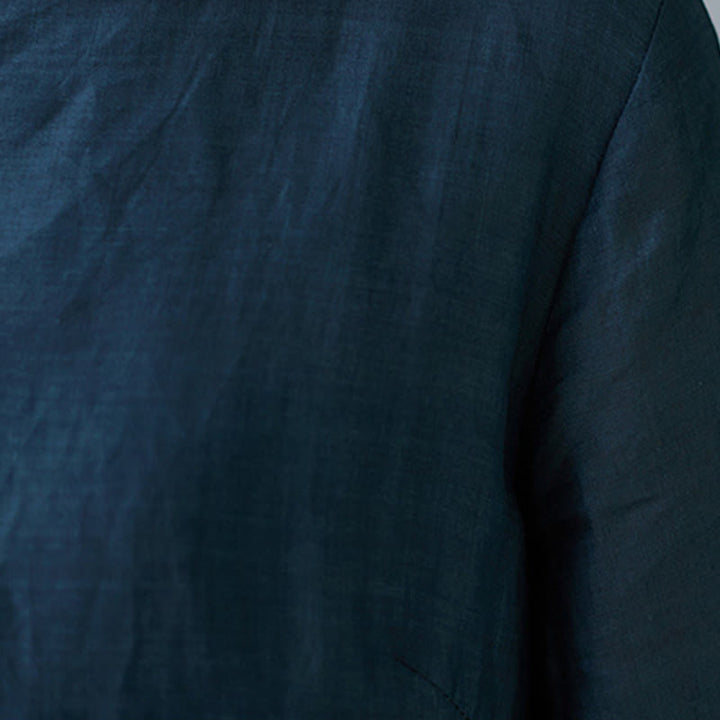 Buddha Stones、秋のカラフルな孔雀、曼荼羅、カエルボタン、七分袖コットン、レディースミディドレス - image 17