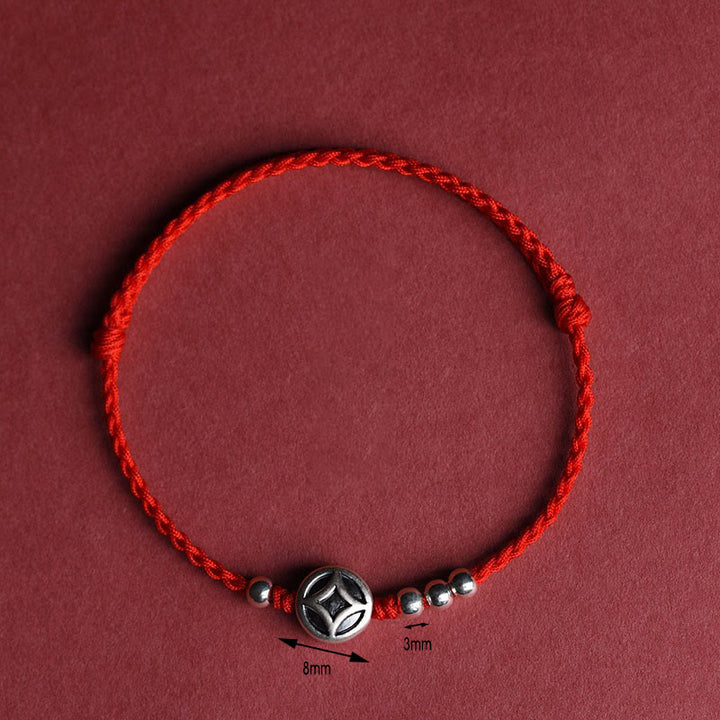Buddha Stones 999スターリングシルバー 銅コインチャーム ハンドメイド ストリング強さブレスレットアンクレット - image 3