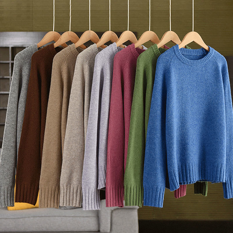 Buddha Stones冬用クルーネック 暖かい 長袖 レディース コットン ニットセーター - image 1