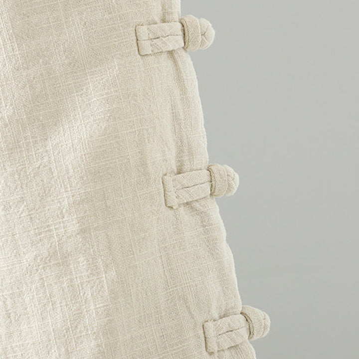 Buddha Stones冬用 伸縮性ウエスト カエルボタンデザイン コットン サーマル レディース ストレートレッグパンツ ポケット付き - image 16