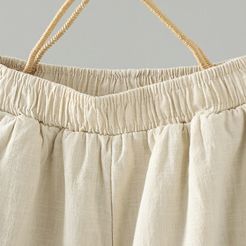 Buddha Stones冬用 伸縮性ウエスト カエルボタンデザイン コットン サーマル レディース ストレートレッグパンツ ポケット付き - image 9