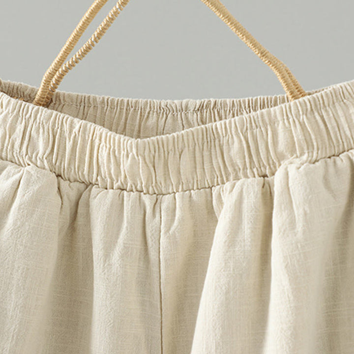 Buddha Stones冬用 伸縮性ウエスト カエルボタンデザイン コットン サーマル レディース ストレートレッグパンツ ポケット付き - image 9