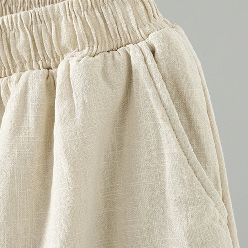 Buddha Stones冬用 伸縮性ウエスト カエルボタンデザイン コットン サーマル レディース ストレートレッグパンツ ポケット付き - image 11