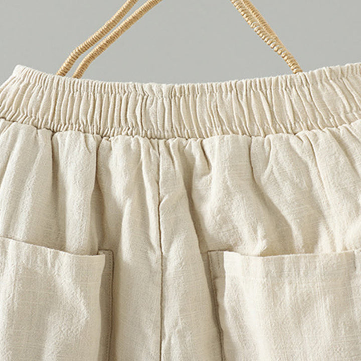 Buddha Stones冬用 伸縮性ウエスト カエルボタンデザイン コットン サーマル レディース ストレートレッグパンツ ポケット付き - image 12