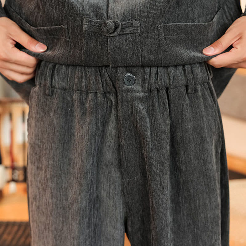 Buddha Stones 2点セット 冬用 厚手 メンズ 唐装 カエルボタン コットン コーデュロイ 長袖 ジャケット パンツ セット ポケット付き - image 20