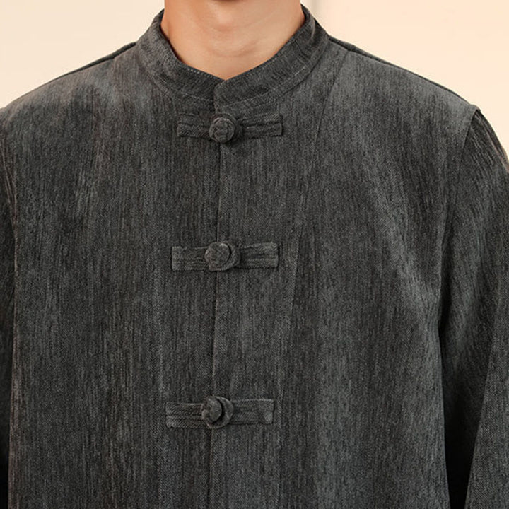 Buddha Stones 2点セット 冬用 厚手 メンズ 唐装 カエルボタン コットン コーデュロイ 長袖 ジャケット パンツ セット ポケット付き - image 19