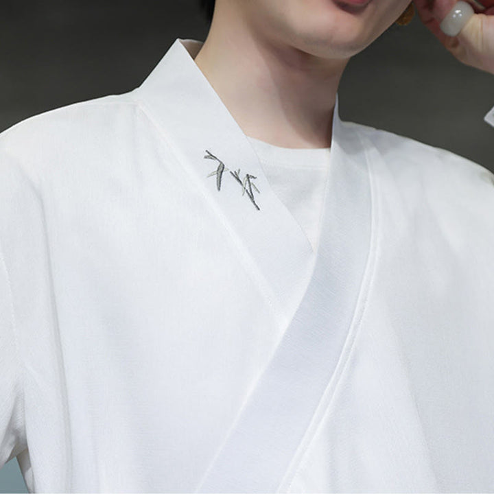 Buddha Stones 2点セット 秋 編み上げ 竹刺繍 コットン 着物 アンクル丈パンツ ポケット付き メンズ 瞑想用 布セット - image 15