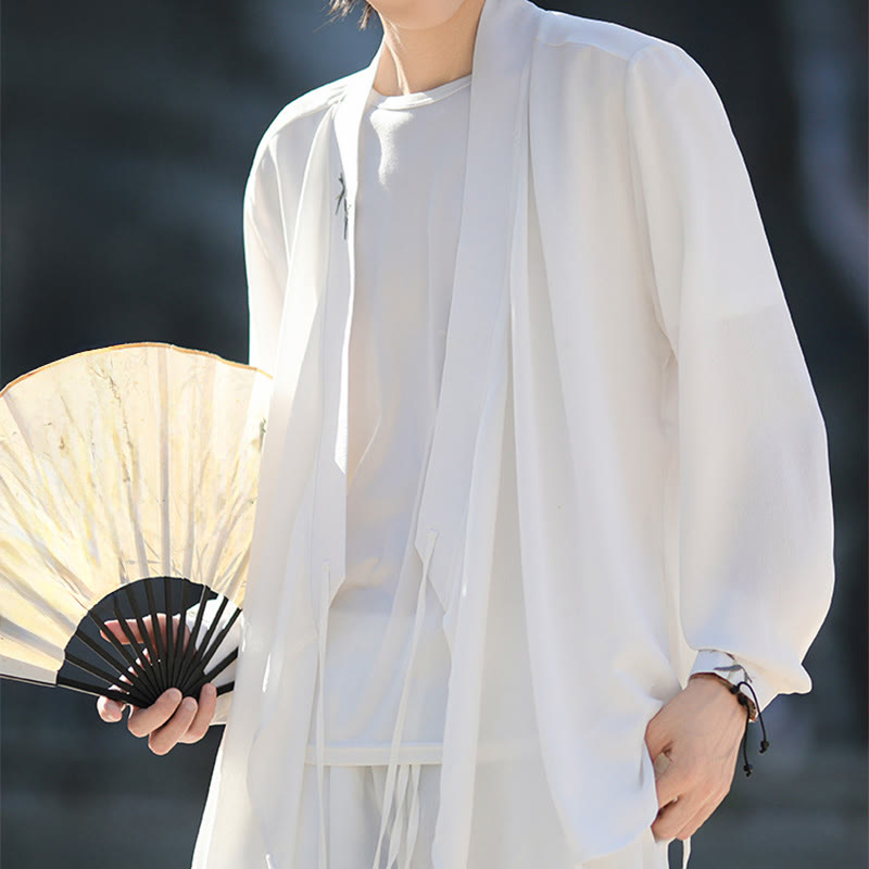 Buddha Stones 2点セット 秋 編み上げ 竹刺繍 コットン 着物 アンクル丈パンツ ポケット付き メンズ 瞑想用 布セット - image 14