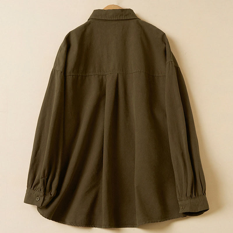 Buddha Stonesカジュアルボタンデザイン レディース スタンドカラー 長袖 コットンシャツ - image 16