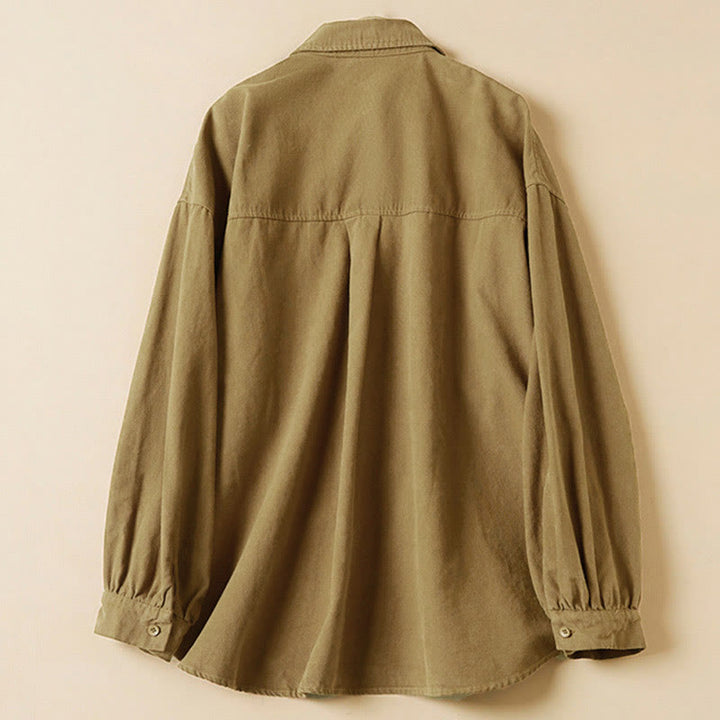 Buddha Stonesカジュアルボタンデザイン レディース スタンドカラー 長袖 コットンシャツ - image 6
