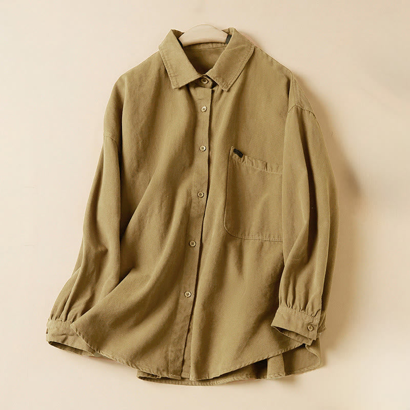 Buddha Stonesカジュアルボタンデザイン レディース スタンドカラー 長袖 コットンシャツ - ゴールデンロッド - US14、 UK/AU18、 EU46 (2XL) - image 5