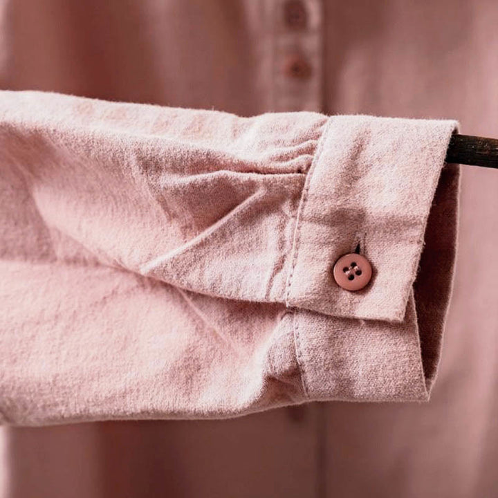 Buddha Stones秋冬 無地 ボタンダウン スタンドカラー 長袖 レディース コットンシャツ - image 13