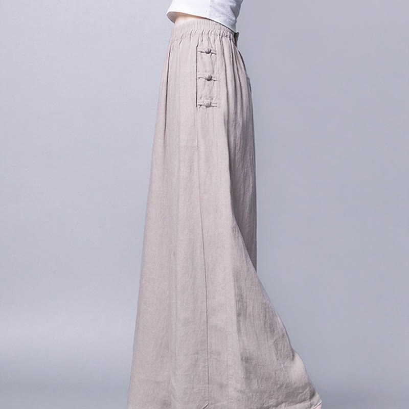 Buddha Stonesカジュアル フロッグボタン ハイウエスト ワイドレッグパンツ ポケット付き - image 6