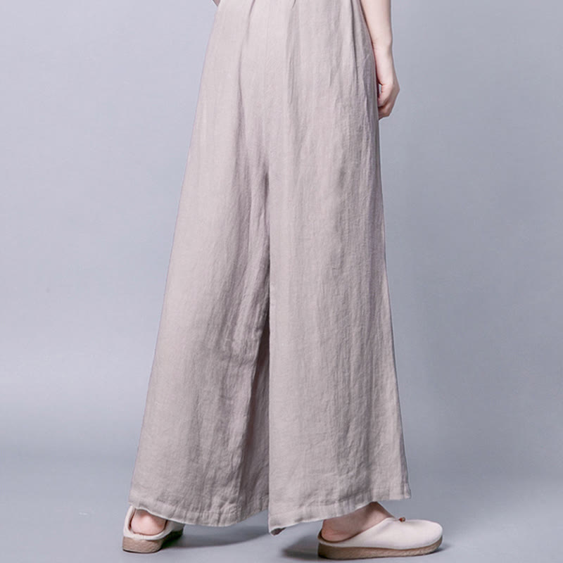 Buddha Stonesカジュアル フロッグボタン ハイウエスト ワイドレッグパンツ ポケット付き - image 3