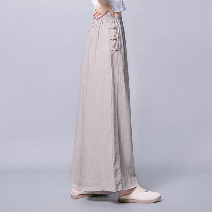 Buddha Stonesカジュアル フロッグボタン ハイウエスト ワイドレッグパンツ ポケット付き - image 4