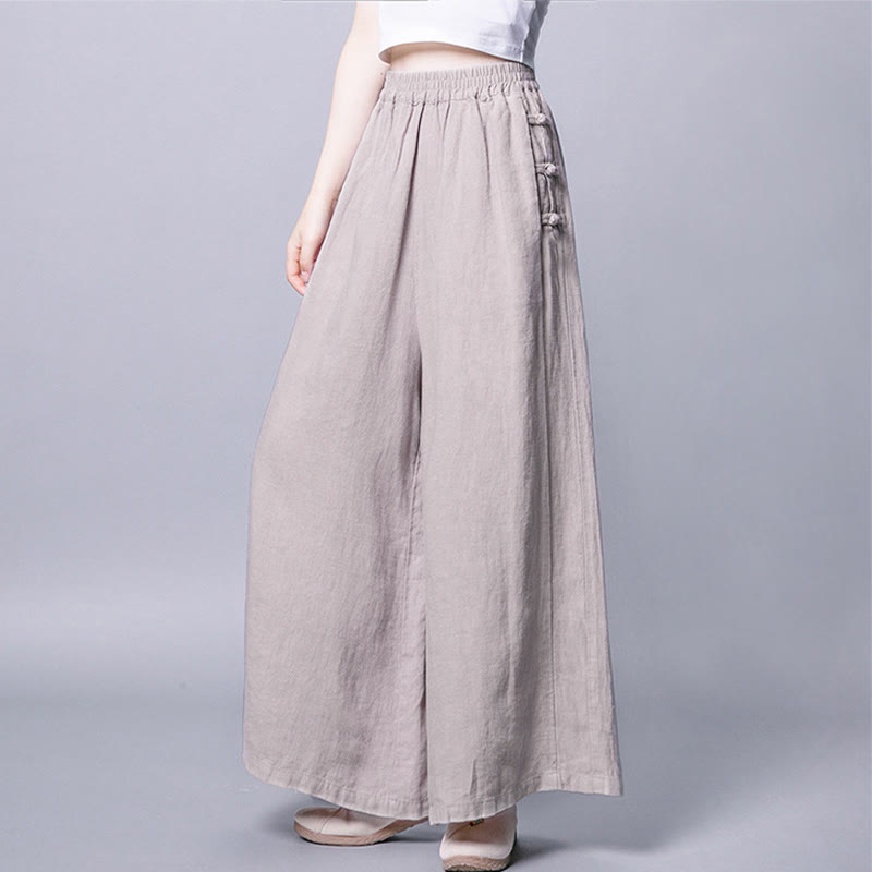 Buddha Stonesカジュアル フロッグボタン ハイウエスト ワイドレッグパンツ ポケット付き - image 2
