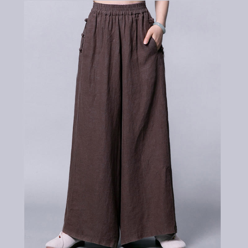Buddha Stonesカジュアル フロッグボタン ハイウエスト ワイドレッグパンツ ポケット付き - image 10